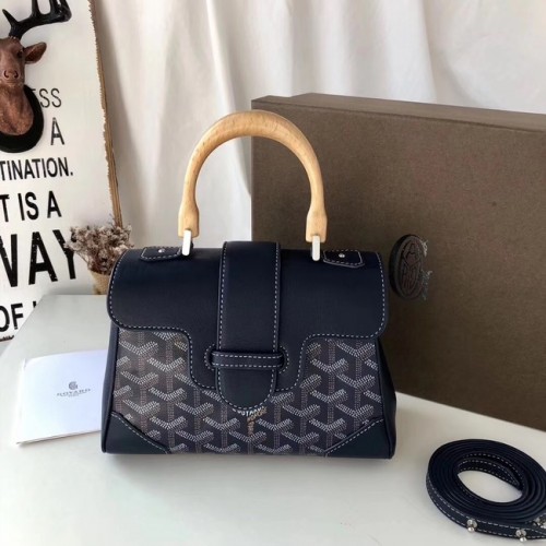Mini torba typu tote Goyard ze skóry cielęcej 9955 ciemnoniebieska