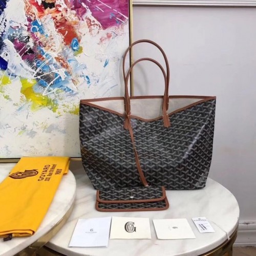 Torba typu tote Goyard ze skóry cielęcej 20207, czarno-brązowa