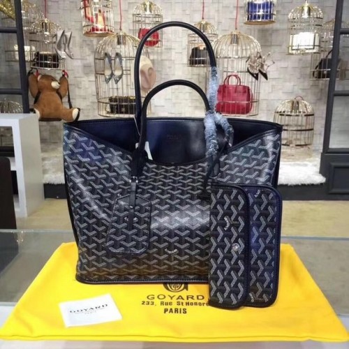 Torba typu tote Goyard ze skóry cielęcej 20207, królewsko niebieska