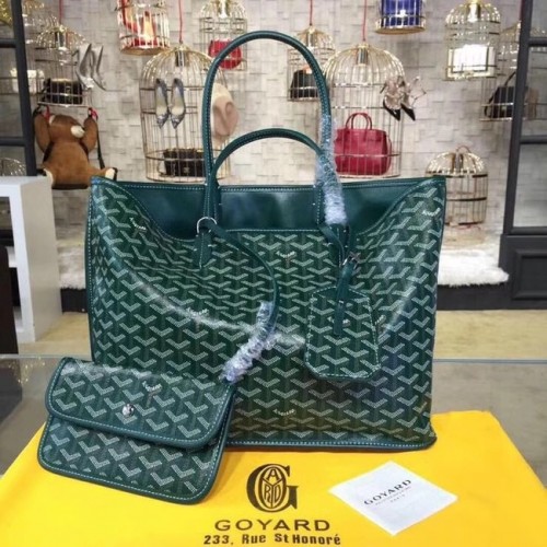 Torba typu tote Goyard ze skóry cielęcej 20208, zielona