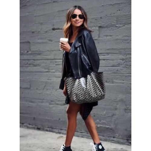 Torba typu tote Goyard ze skóry cielęcej 6783, czarna