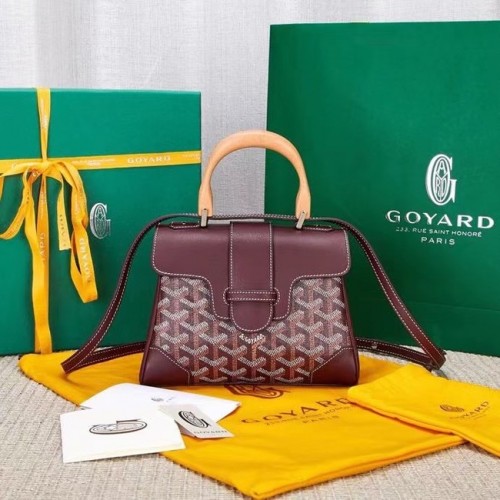 Goyard Calfskin Leather Saigon Mini Tote Bag 9955 Wine
