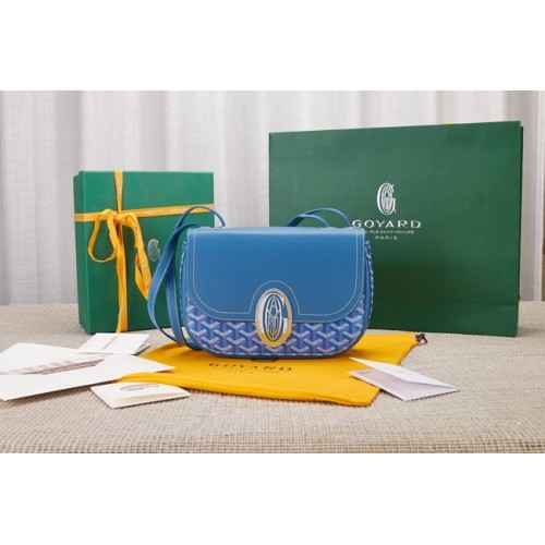 Torba na ramię Goyard ze skóry cielęcej 9967, kolor błękitny