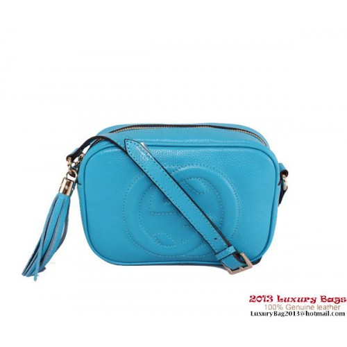 Gucci 308364 Soho Calf Leather Disco Bag Blue