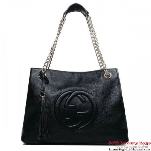 Gucci 308982 A7M0G 1000 Soho Średnia Torba Tote Czarna