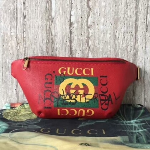 Gucci Skórzana kieszeń cielęca 493869 Czerwona
