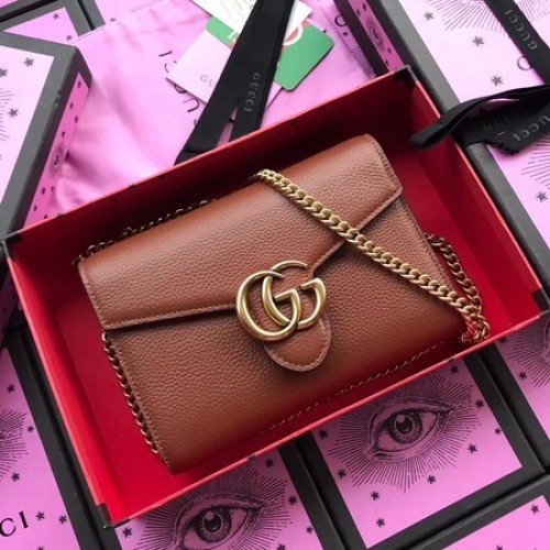 Torba na ramię Gucci ze skóry cielęcej 401232 w kolorze kawy