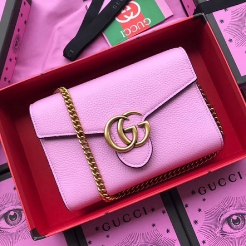 Torba na ramię Gucci ze skóry cielęcej 401232 różowa