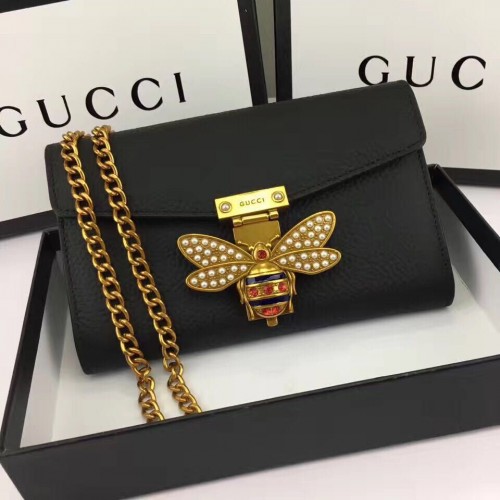 Torba na ramię Gucci ze skóry cielęcej 403326, czarna