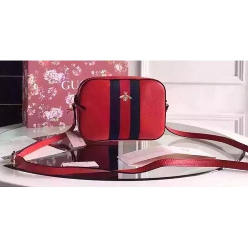 Torba na ramię Gucci ze skóry cielęcej 412008, czerwona