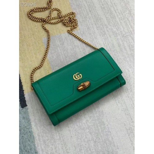Portfel łańcuszkowy Gucci Diana z bambusem 658243 zielony