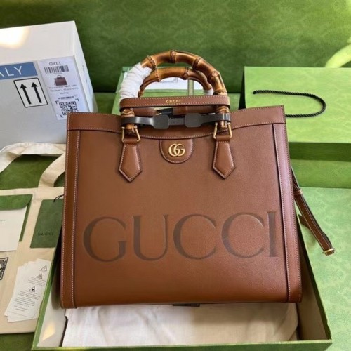 Torba typu tote Gucci Diana średniej wielkości 655658 brązowa