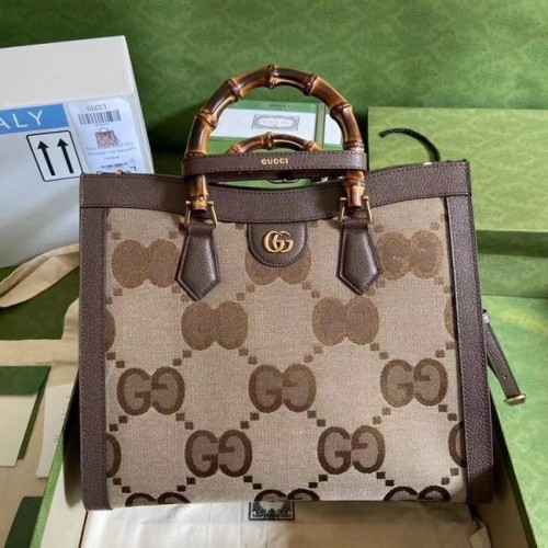 Torba typu tote Gucci Diana średniej wielkości 655658 brązowa