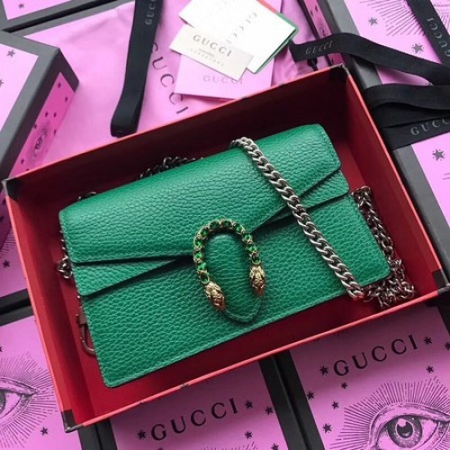 Torba na ramię Gucci Dionysus ze skóry cielęcej 476430 w kolorze zielonym