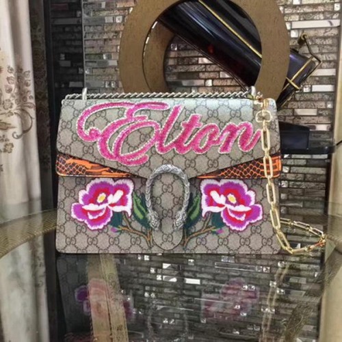 Torba na ramię Gucci Dionysus z haftem 400249 Pomarańczowy wąż