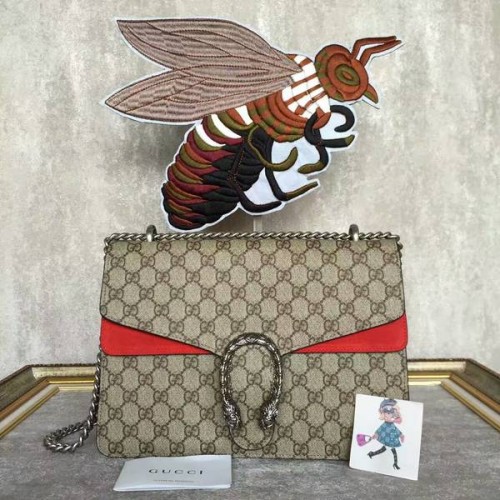 Torba na ramię Gucci Dionysus GG Canvas 403348 Czerwona