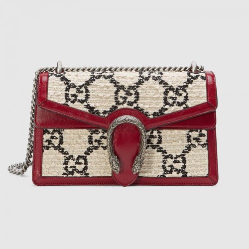Gucci Dionysus GG Original tweedowa torba na ramię 400249 biała