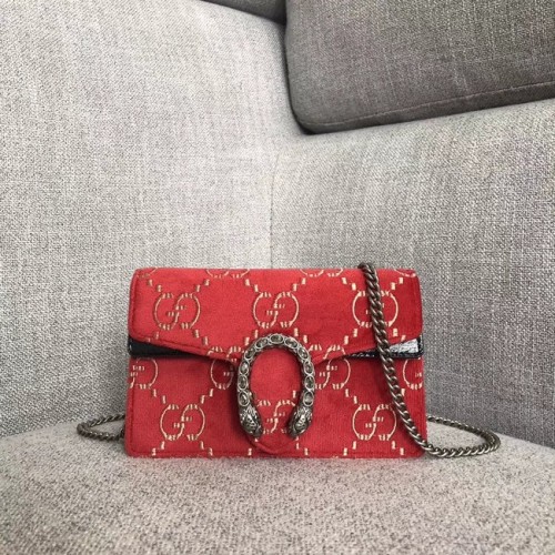 Gucci Dionysus GG aksamitna super mini torebka 476432 czerwona