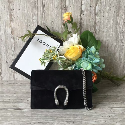 Gucci Dionysus Mini torebka na ramię ze skóry zamszowej 476432C Czarna