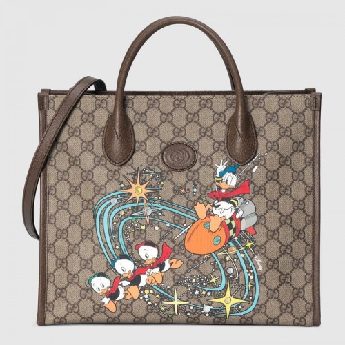 Torba typu tote Gucci Disney x Gucci Donald Duck 648134 brązowa