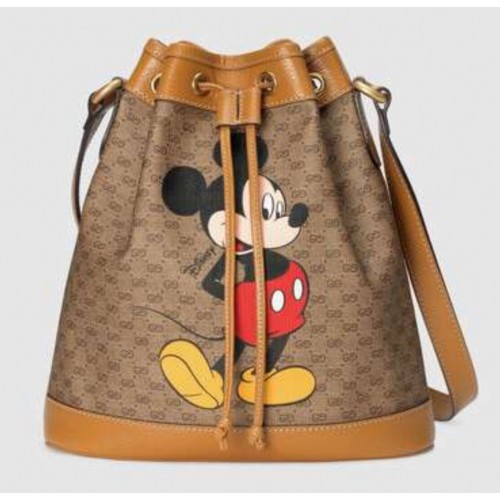 Gucci Disney x Mickey Mouse Mała torebka typu bucket 602691 Brązowa