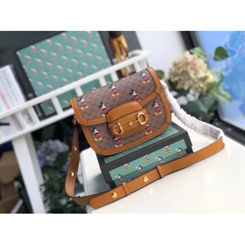 Mała torebka na ramię Gucci Disney x Mickey Mouse 602205 Brązowa