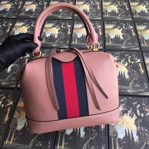 Torba typu tote Gucci GG ze skóry cielęcej najwyższej jakości 523433 różowa