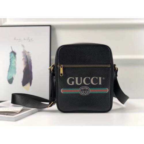 Gucci GG Skórzana torba listonoszka 523691 czarna