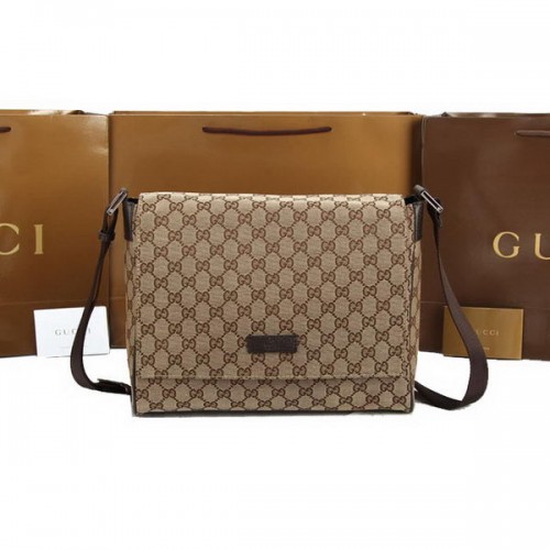 Mała torba listonoszka Gucci GG Canvas 146236 w kolorze morelowym