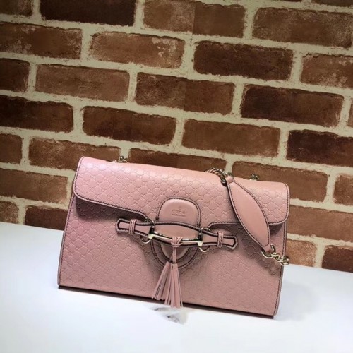 Torba na ramię Gucci GG ze skóry 449635 różowa