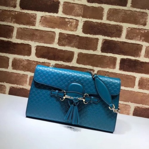 Torba na ramię Gucci GG Leather 449635 niebieska