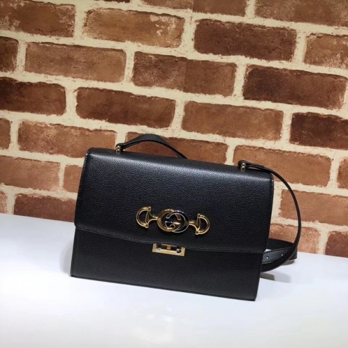 Torba na ramię Gucci GG ze skóry 576388, czarna