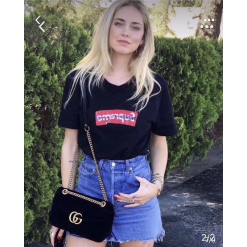 Torba na ramię Gucci GG Marmont Chevron Velvet 443497 Czarna