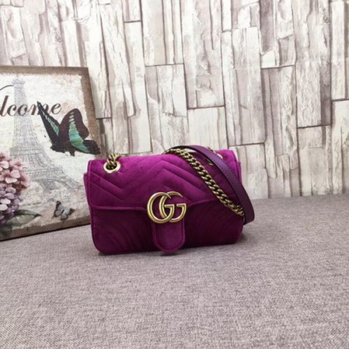 Gucci GG Marmont haftowana aksamitna mini torebka 446744T fioletowa