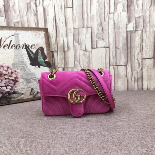 Gucci GG Marmont haftowana aksamitna mini torebka 446744T Rose