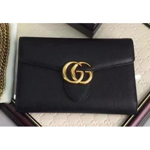 Gucci GG Marmont skórzana mini torebka na łańcuszku 401232 czarna