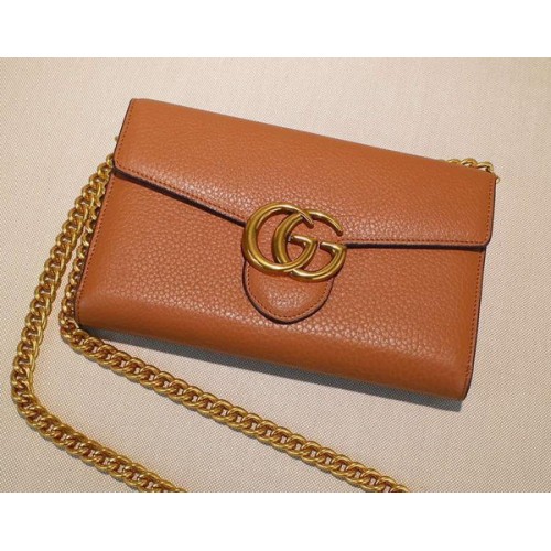 Gucci GG Marmont skórzana mini torebka na łańcuszku 401232 Wheat