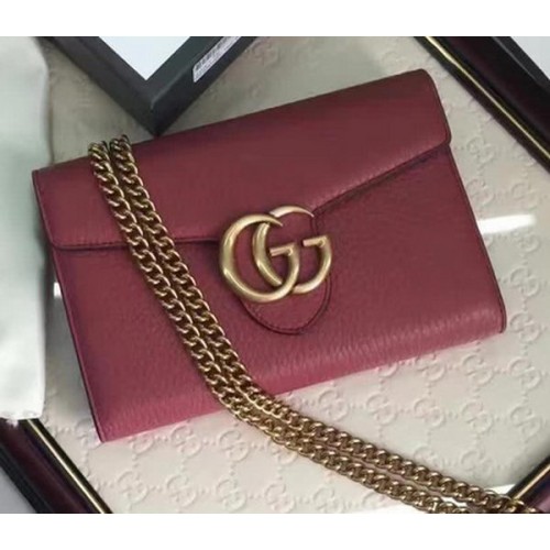 Gucci GG Marmont skórzana mini torebka na łańcuszku 401232 w kolorze wina