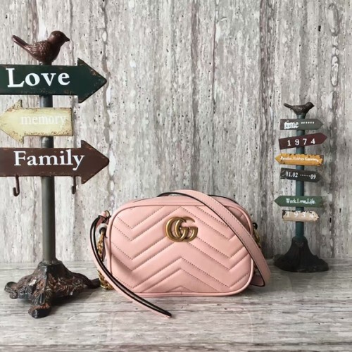 Gucci GG Marmont Matelasse Mini torebka na ramię 448065A różowa