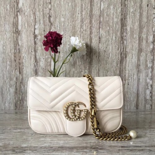 Torba na ramię Gucci GG Marmont Matelasse 443497 OffWhite
