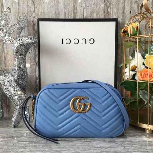 Torba na ramię Gucci GG Marmont Matelasse 447632A Niebieska