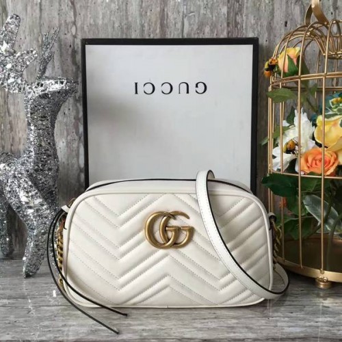 Torba na ramię Gucci GG Marmont Matelasse 447632A biała