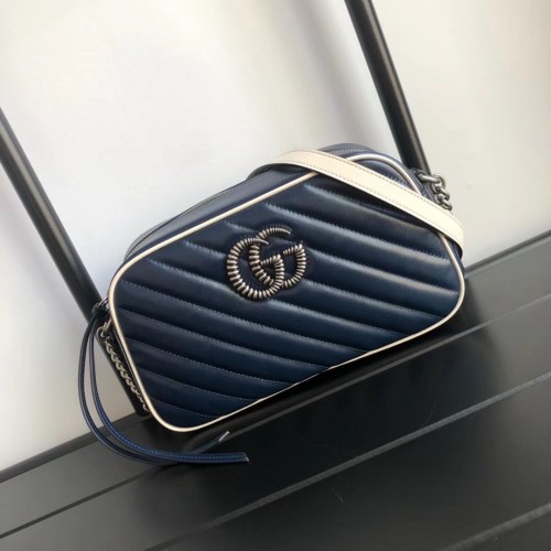 Torba na ramię Gucci GG Marmont Matelasse A447632 Granatowa