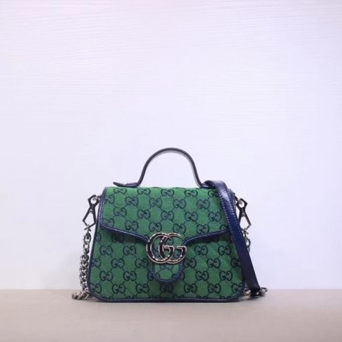 Torebka mini Gucci GG Marmont Multicolor z uchwytem u góry 583571 zielona