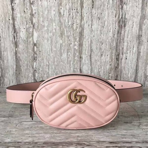 Gucci GG Marmont pikowana skórzana torba 476434 różowa