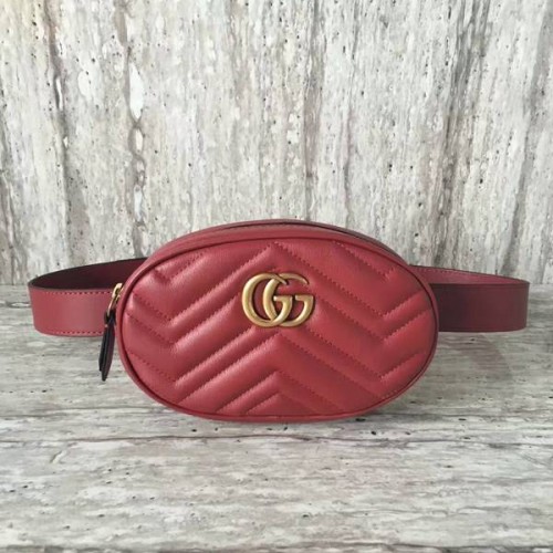 Gucci GG Marmont pikowana skórzana torba 476434 czerwona