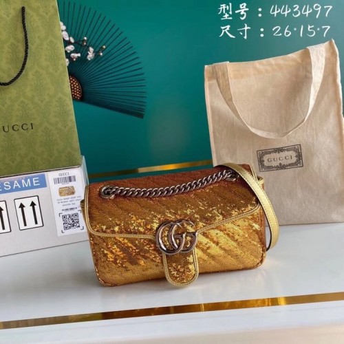 Torebka na ramię Gucci GG Marmont Sequin Mormont Small 443497 złota
