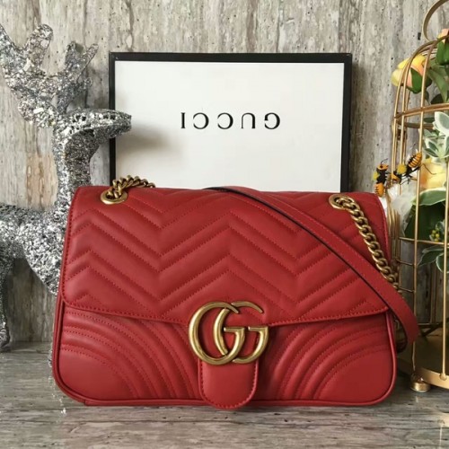 Torebka na ramię Gucci GG Marmont Velvet 443496A Czerwona