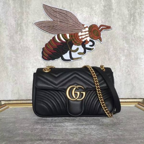 Torba na ramię Gucci GG Marmont Sheenskin 443497A Czarna