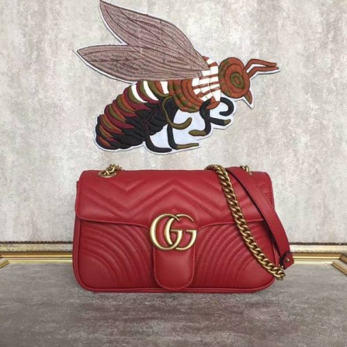 Torba na ramię Gucci GG Marmont Sheenskin 443497A Czerwona